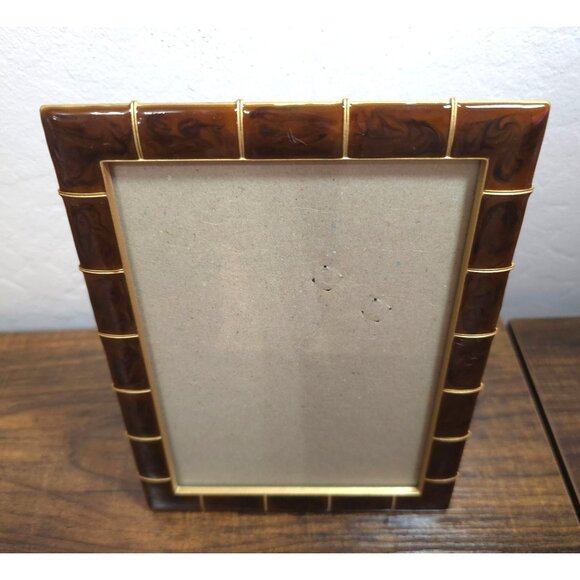 Vintage Brown & Gold Ashely Manor Shiny Resin & Metal 4x6 Textured Swirl Design - Picture 2 of 10